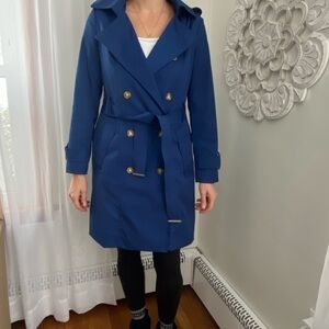 Rachel Zoe Double-Breasted Blue Trench Coat